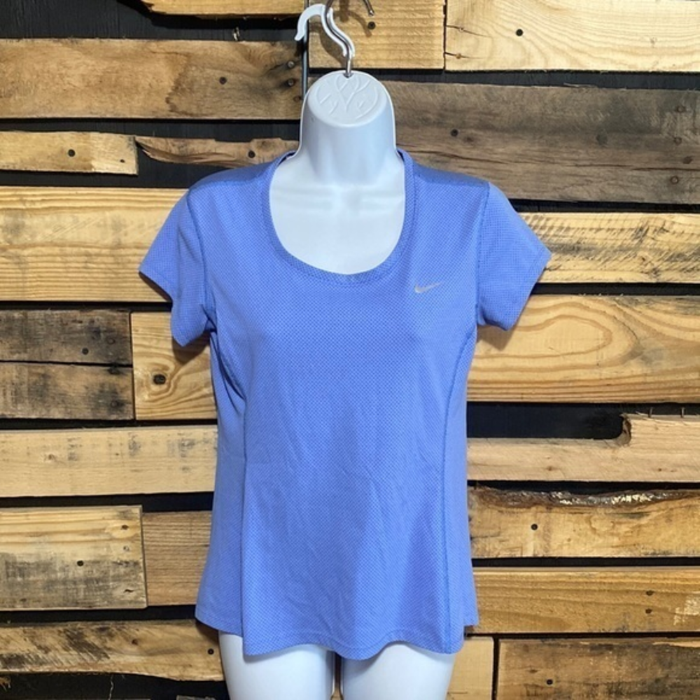 Nike Dri Fit Contour SS Running Shirt Blue Size Small‎